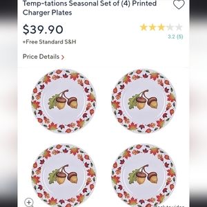 New! Temptations 4 charger plates